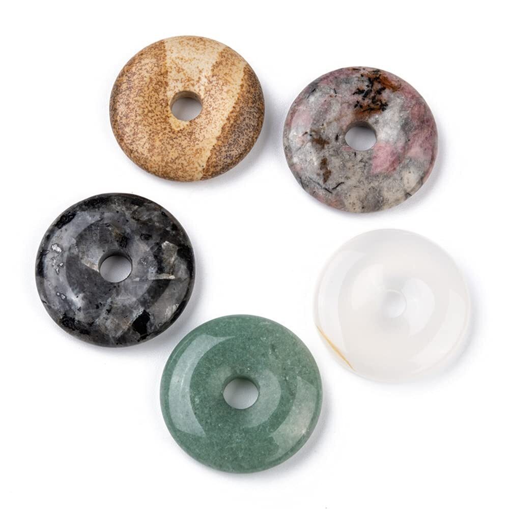 7438 5pcs Circle Donut Healing Crystals Pendants Donut Stone Pendants